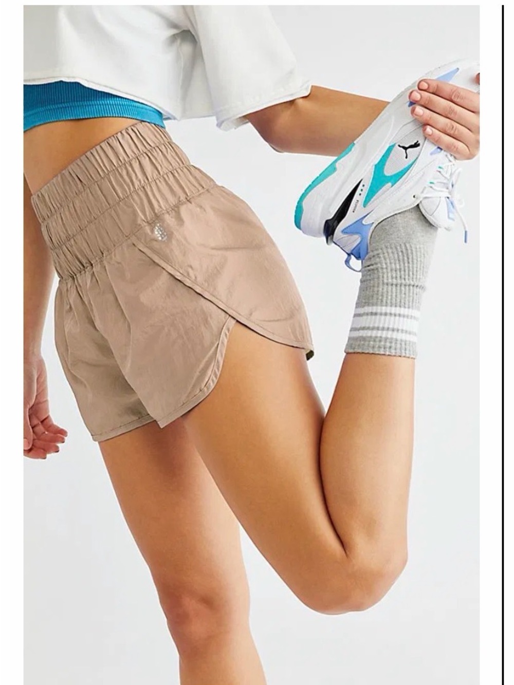 FP Movement by Free People Tan High-Waist Athletic Shorts